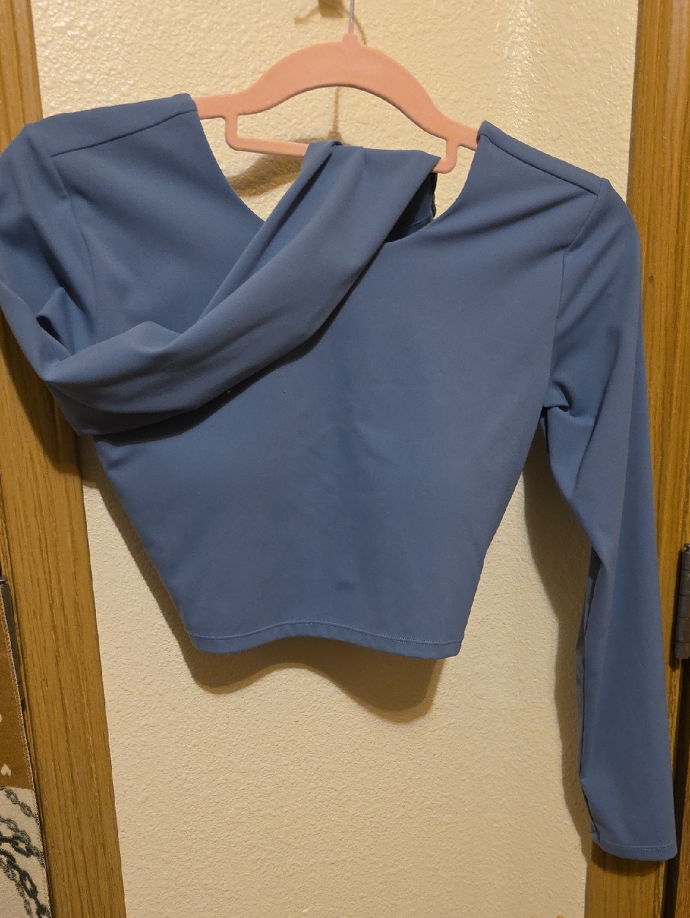 Blue Long-Sleeve Cropped Top - Women's Fashion